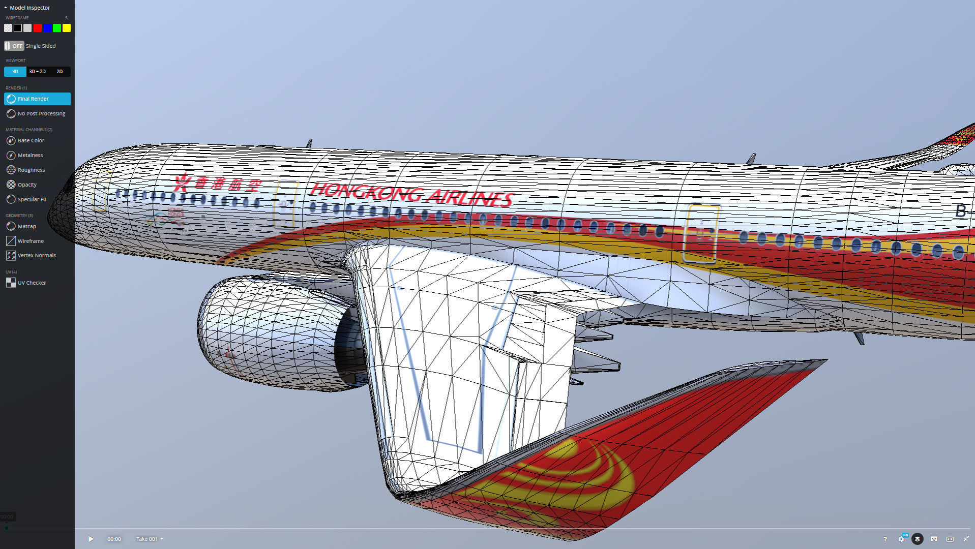 Airbus A350-900 Hong Kong B-LGA livery Low-poly 3D model_13