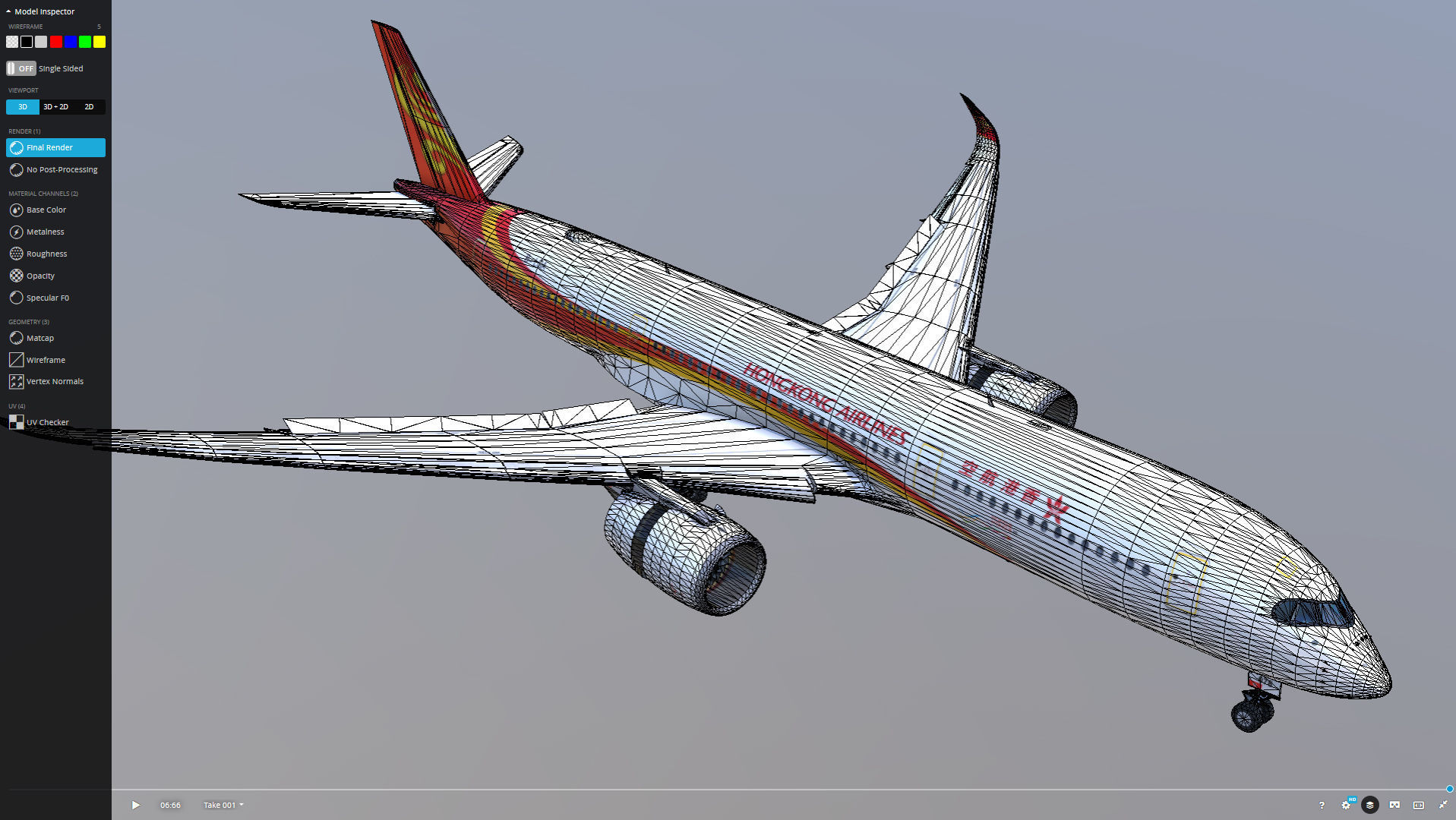 Airbus A350-900 Hong Kong B-LGA livery Low-poly 3D model_18