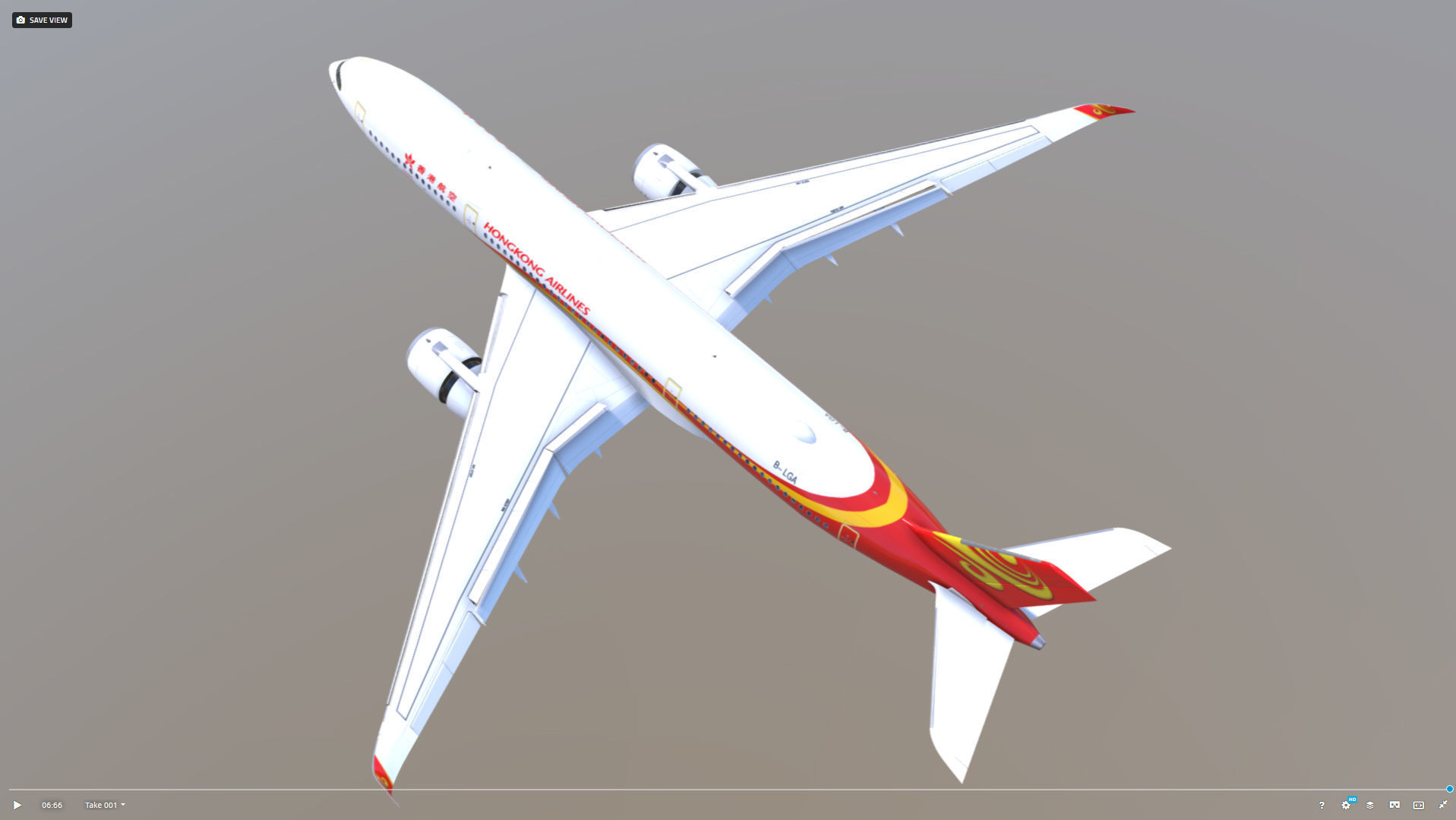 Airbus A350-900 Hong Kong B-LGA livery Low-poly 3D model_4