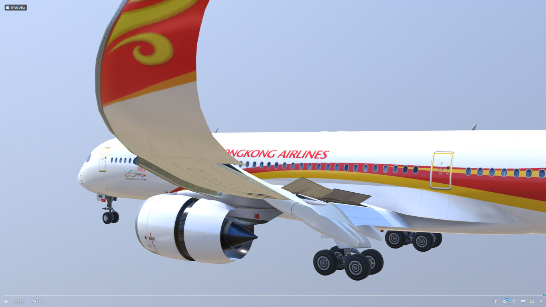 Airbus A350-900 Hong Kong B-LGA livery Low-poly 3D model_5