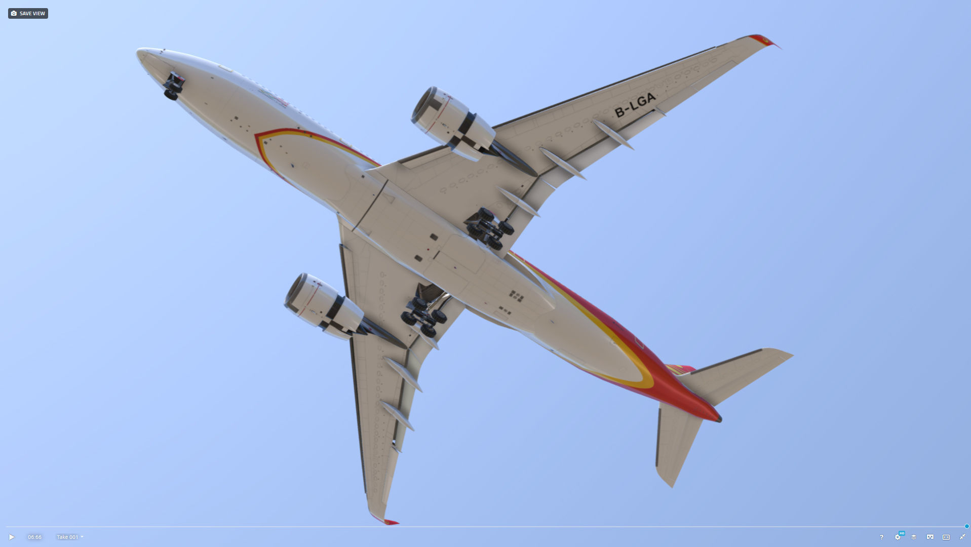 Airbus A350-900 Hong Kong B-LGA livery Low-poly 3D model_3