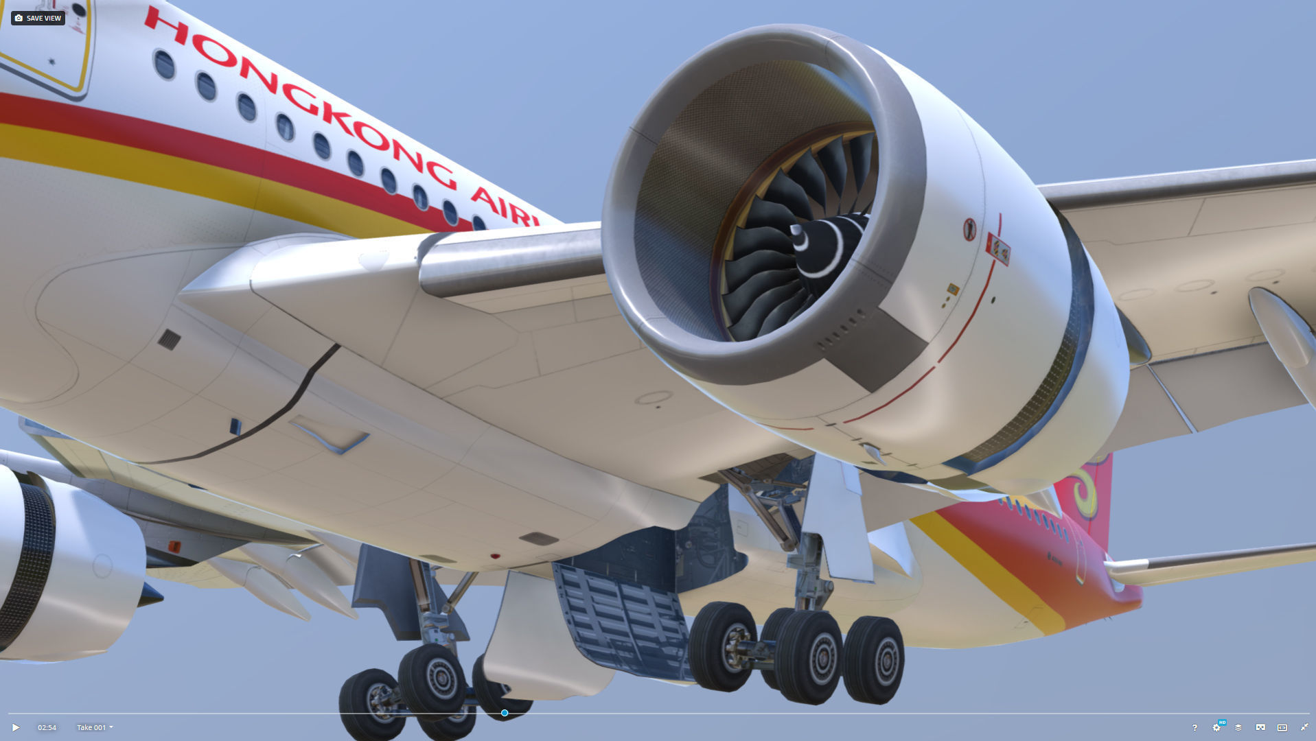 Airbus A350-900 Hong Kong B-LGA livery Low-poly 3D model_7