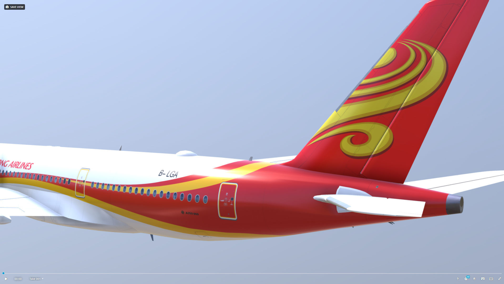 Airbus A350-900 Hong Kong B-LGA livery Low-poly 3D model_6