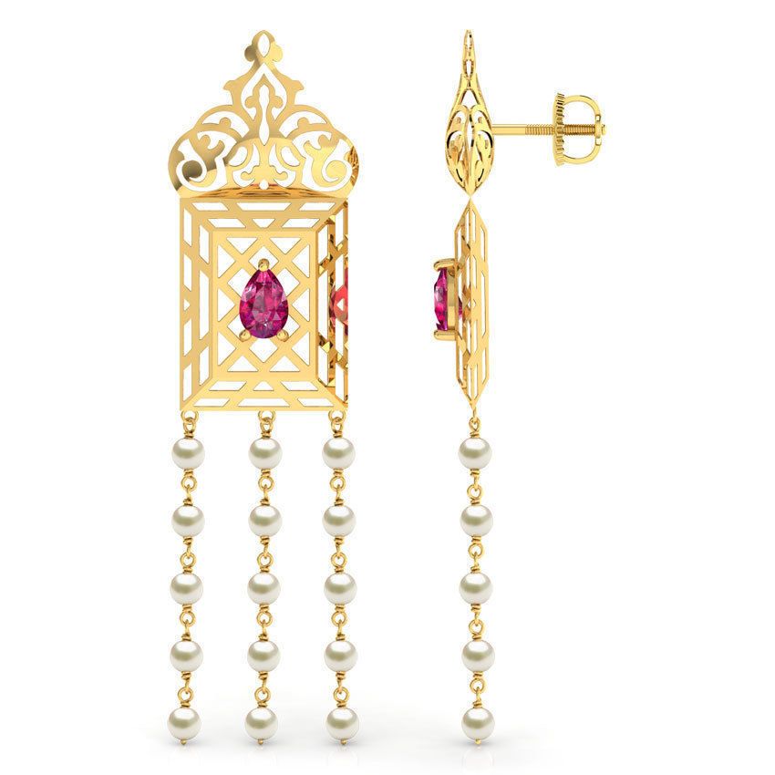 Asher Ornate Lawn Drop Earrings 3D print model_3