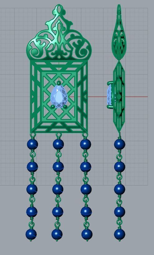 Asher Ornate Lawn Drop Earrings 3D print model_5