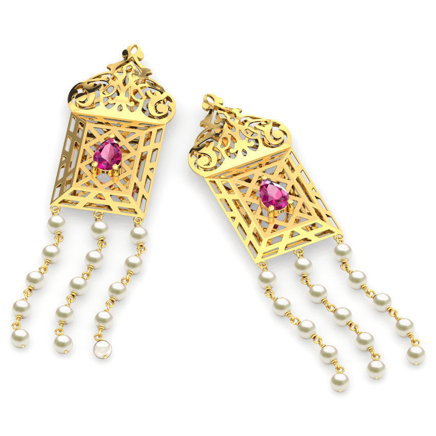 Asher Ornate Lawn Drop Earrings 3D print model_2