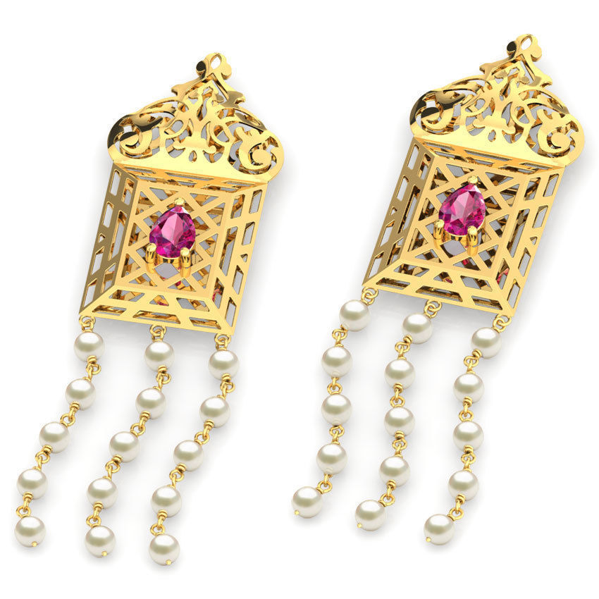 Asher Ornate Lawn Drop Earrings 3D print model_4