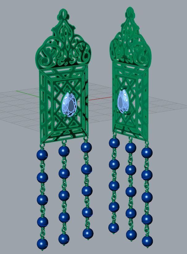 Asher Ornate Lawn Drop Earrings 3D print model_6