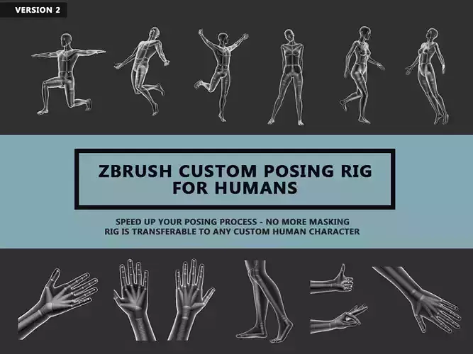 Zbrush Custom Posing Rig Tool For Humans V2