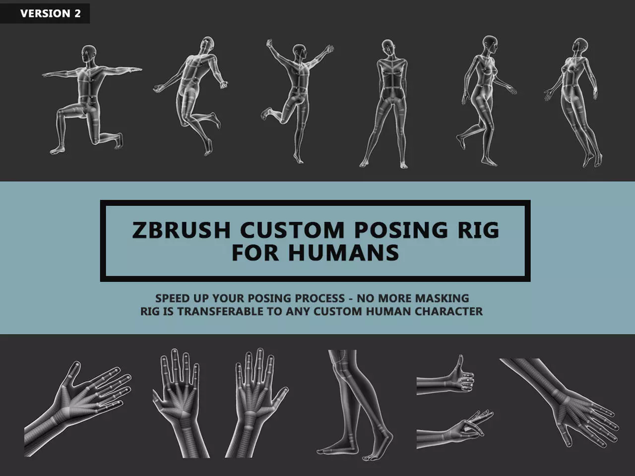 Zbrush Custom Posing Rig Tool For Humans V2 3D model