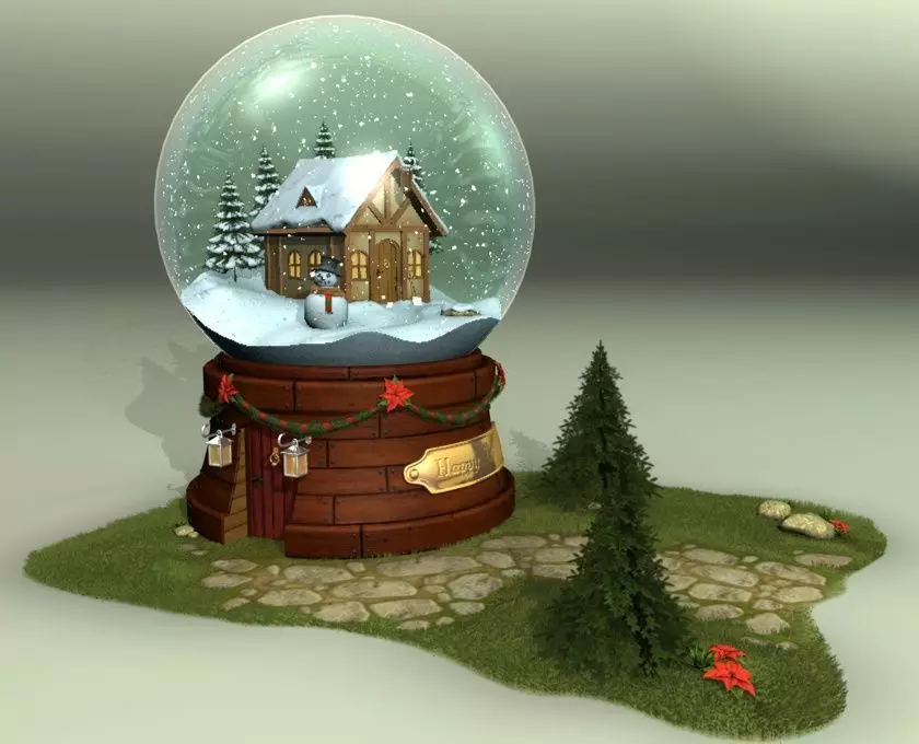 Glass Snow Ball 3D model_0