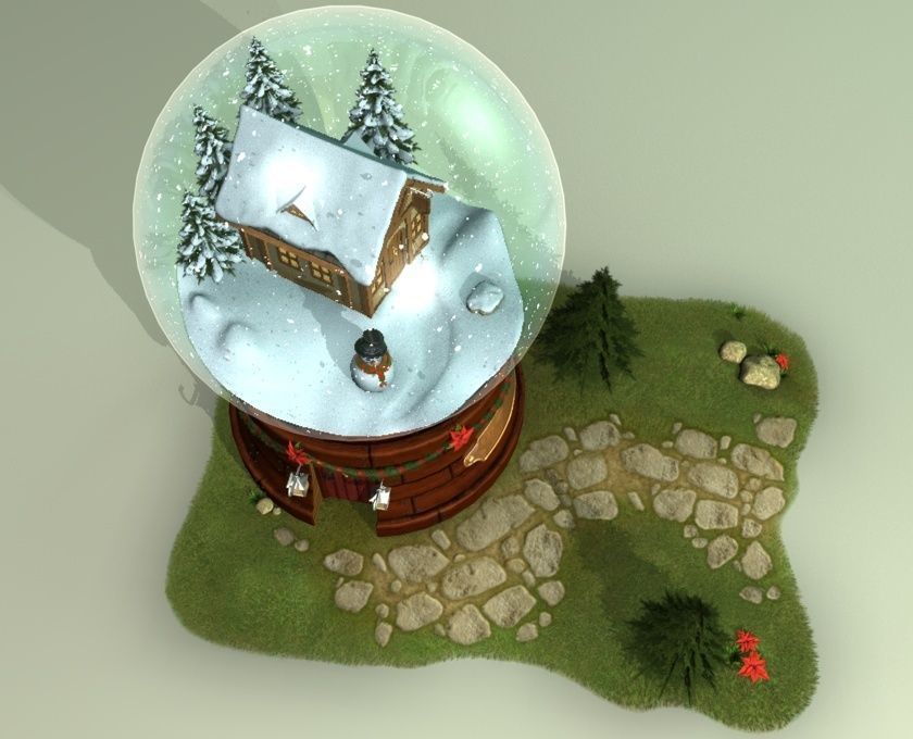 Glass Snow Ball 3D model_9
