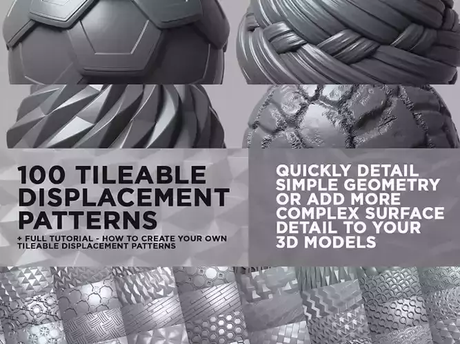 100 Tileable Displacement And Alpha Patterns - COMPLETE PACK Texture