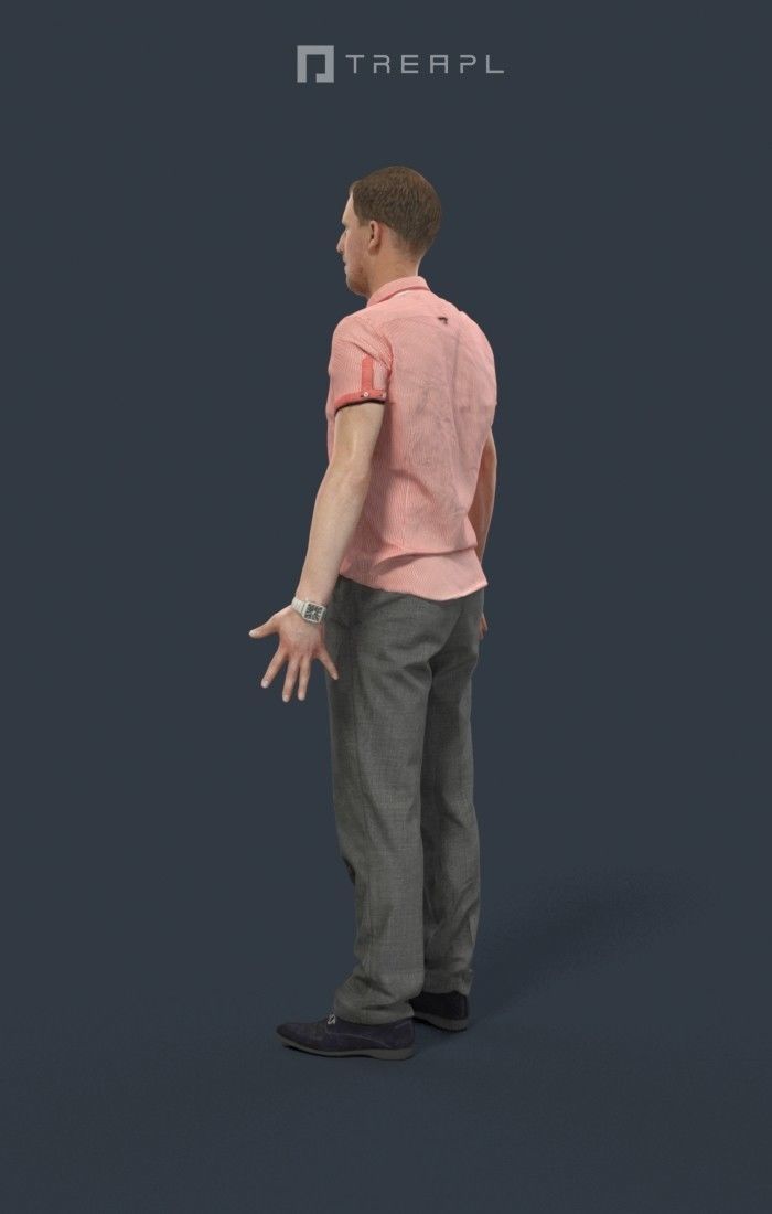 Animated Smart Casual Man in a striped shirt - A-pose - Mistery 3D model_5