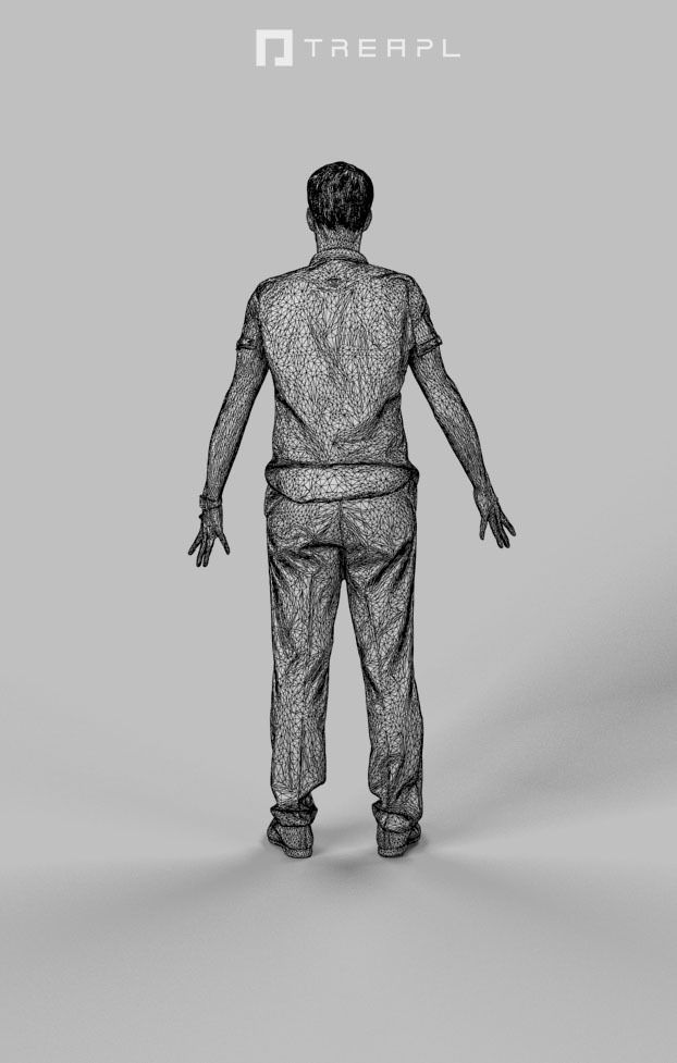 Animated Smart Casual Man in a striped shirt - A-pose - Mistery 3D model_8