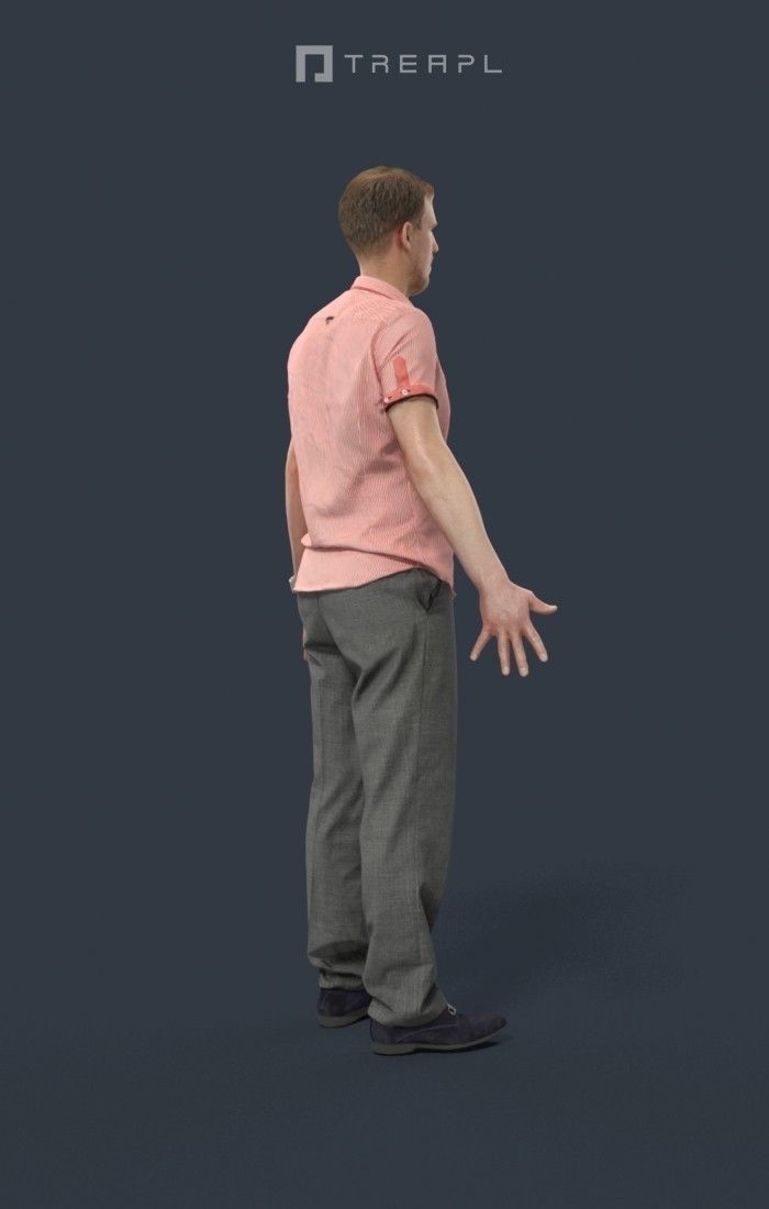 Animated Smart Casual Man in a striped shirt - A-pose - Mistery 3D model_3