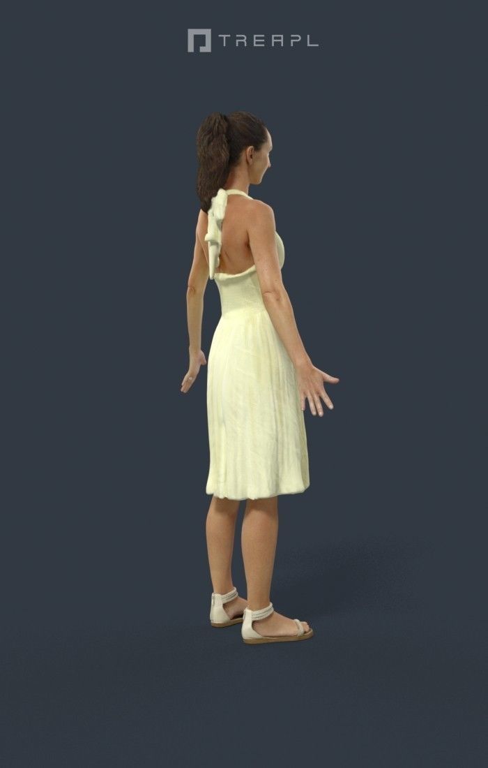 Animated Woman Summer dress - A-pose - Mirage Low-poly 3D model_3