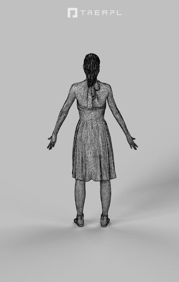 Animated Woman Summer dress - A-pose - Mirage Low-poly 3D model_8
