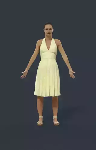 Animated Woman Summer dress - A-pose - Mirage Low-poly 3D model