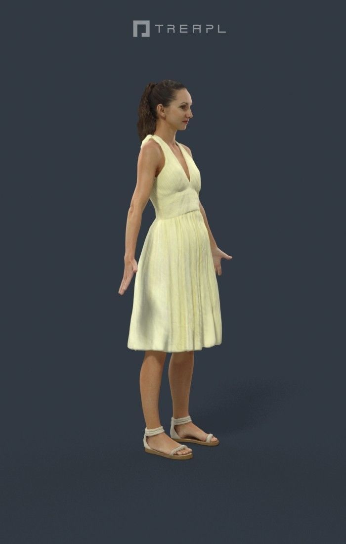 Animated Woman Summer dress - A-pose - Mirage Low-poly 3D model_2
