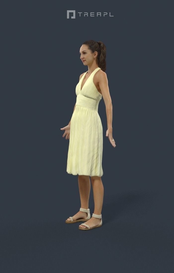 Animated Woman Summer dress - A-pose - Mirage Low-poly 3D model_6