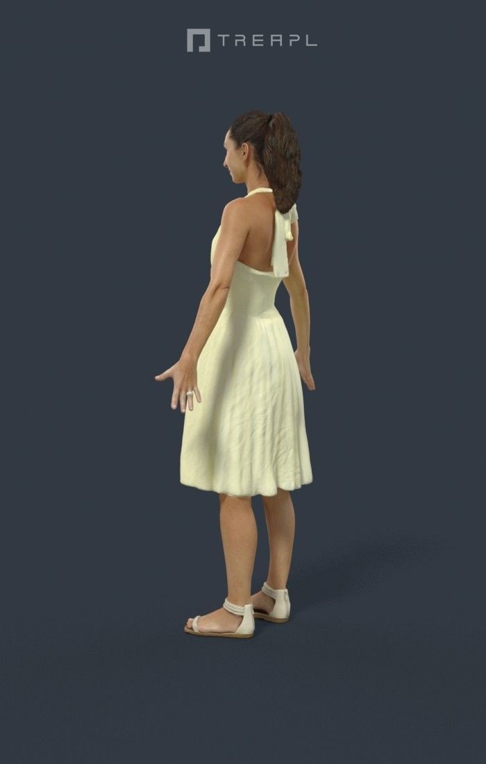 Animated Woman Summer dress - A-pose - Mirage Low-poly 3D model_5