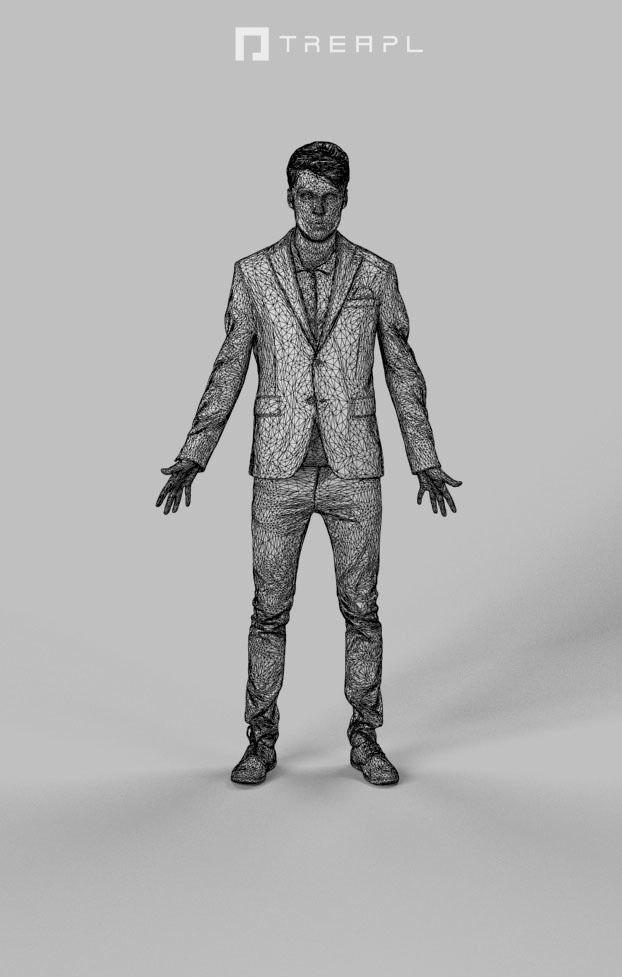 Animated Smart Casual Man Elegant - A-pose - Prime Low-poly 3D model_7