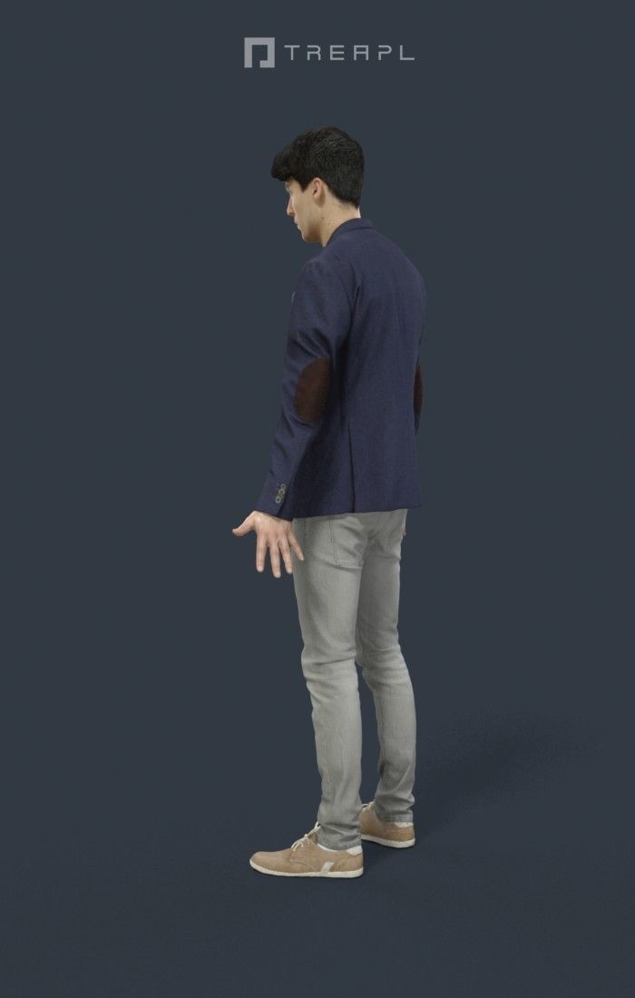 Animated Smart Casual Man Elegant - A-pose - Prime Low-poly 3D model_5