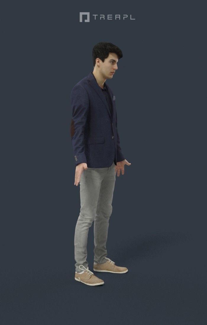 Animated Smart Casual Man Elegant - A-pose - Prime Low-poly 3D model_2