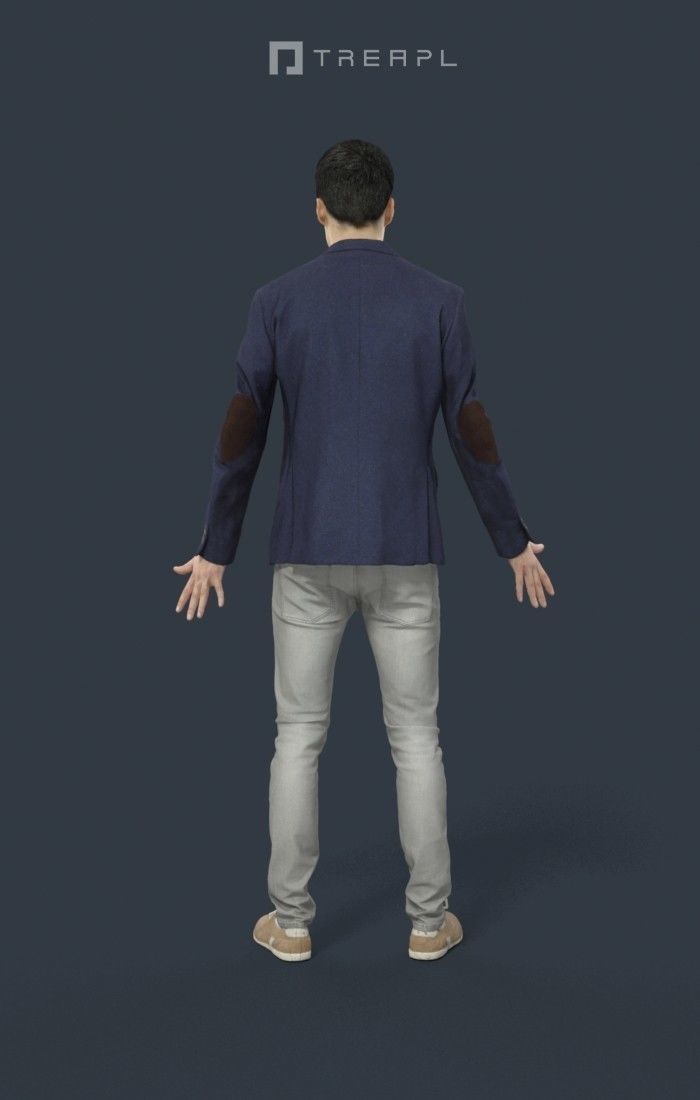 Animated Smart Casual Man Elegant - A-pose - Prime Low-poly 3D model_4
