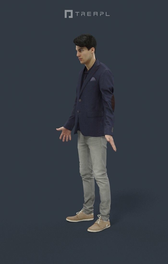 Animated Smart Casual Man Elegant - A-pose - Prime Low-poly 3D model_6