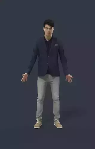 Animated Smart Casual Man Elegant - A-pose - Prime Low-poly 3D model