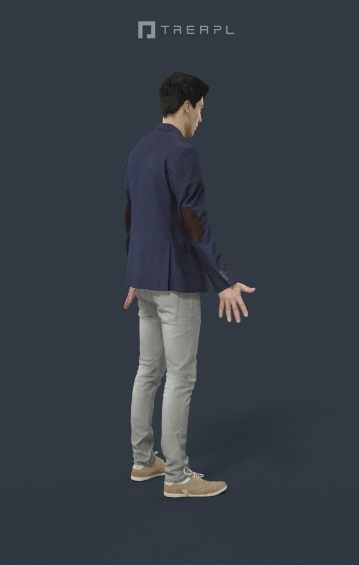 Animated Smart Casual Man Elegant - A-pose - Prime Low-poly 3D model_3