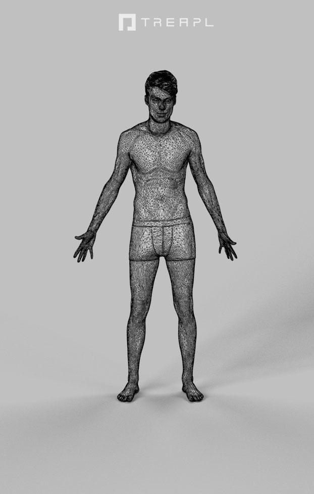 Animated Beach Man Swimwear - A-pose - Prime Low-poly 3D model_7