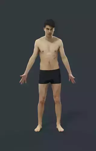 Animated Beach Man Swimwear - A-pose - Prime Low-poly 3D model