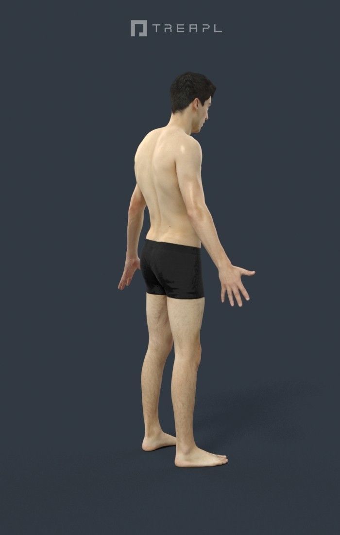 Animated Beach Man Swimwear - A-pose - Prime Low-poly 3D model_3