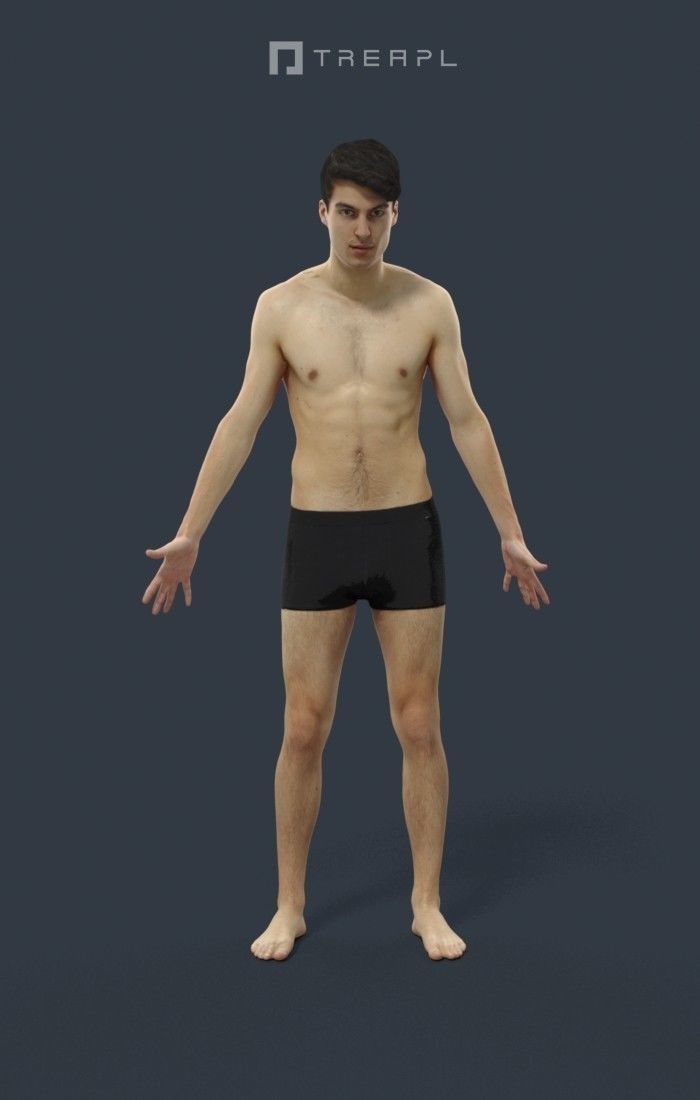 Animated Beach Man Swimwear - A-pose - Prime Low-poly 3D model_1