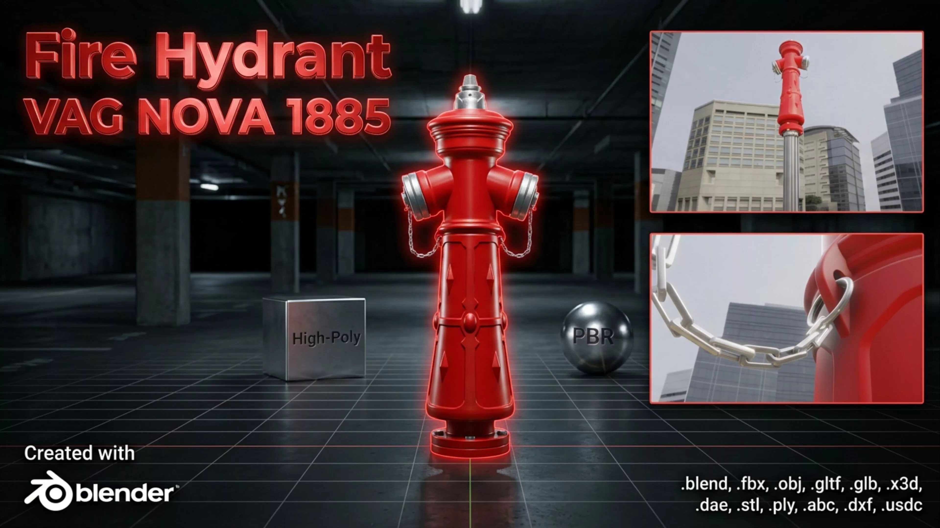 Fire Hydrant VAG NOVA 1885 - High-Poly Version 3D model