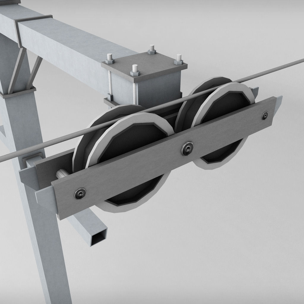 Ski lift pole rod 3D model_1