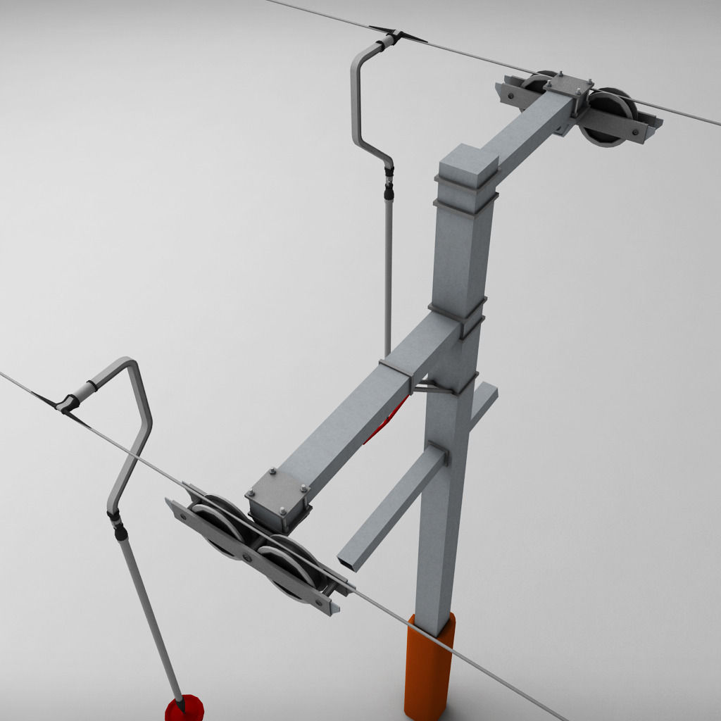 Ski lift pole rod 3D model_6