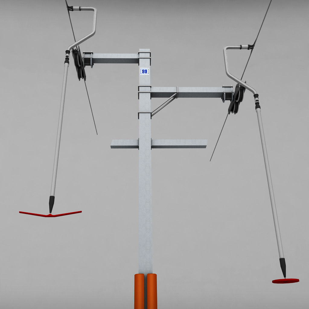Ski lift pole rod 3D model_3