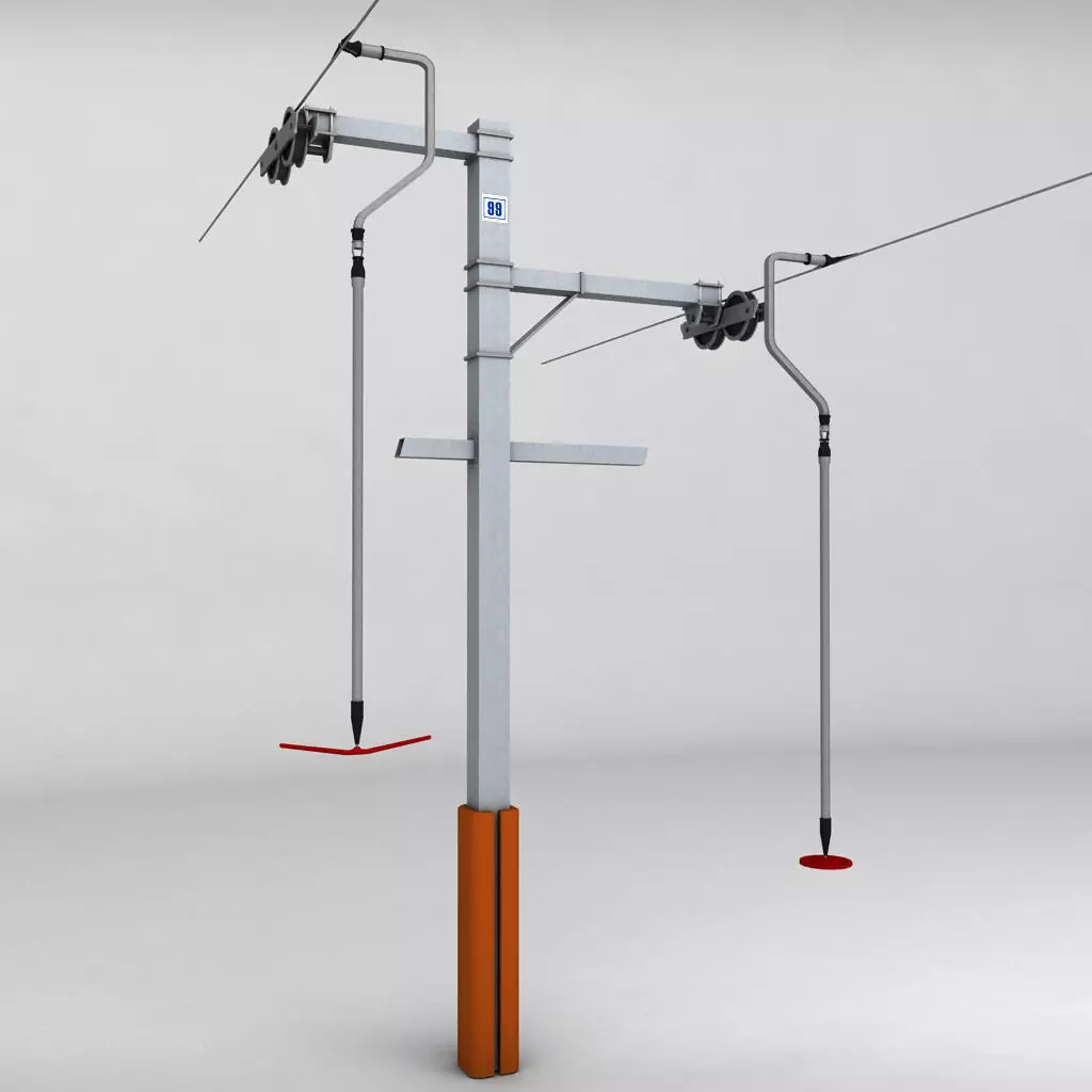 Ski lift pole rod 3D model_0