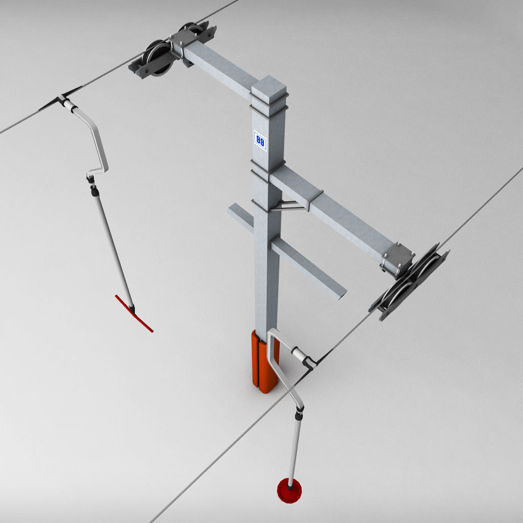 Ski lift pole rod 3D model_4