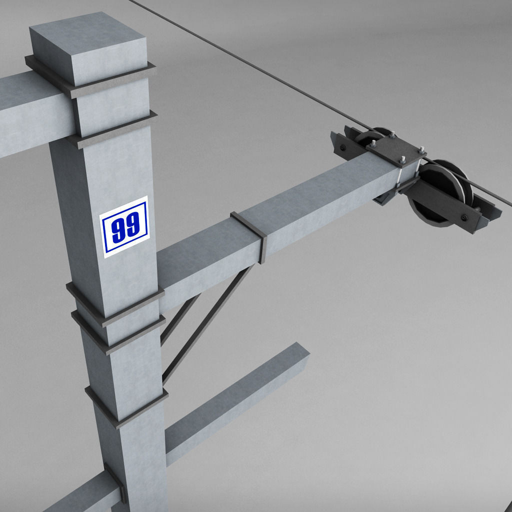 Ski lift pole rod 3D model_2