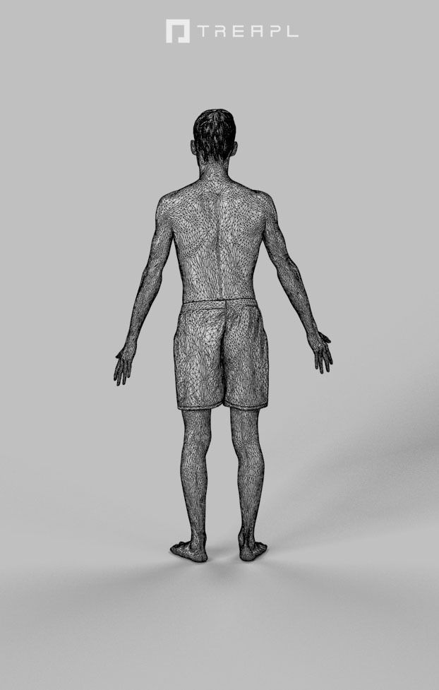 Animated Beach Man Swimwear - A-pose - Posture Low-poly 3D model_8