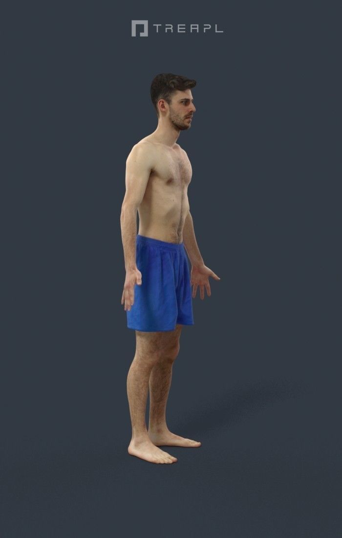 Animated Beach Man Swimwear - A-pose - Posture Low-poly 3D model_2