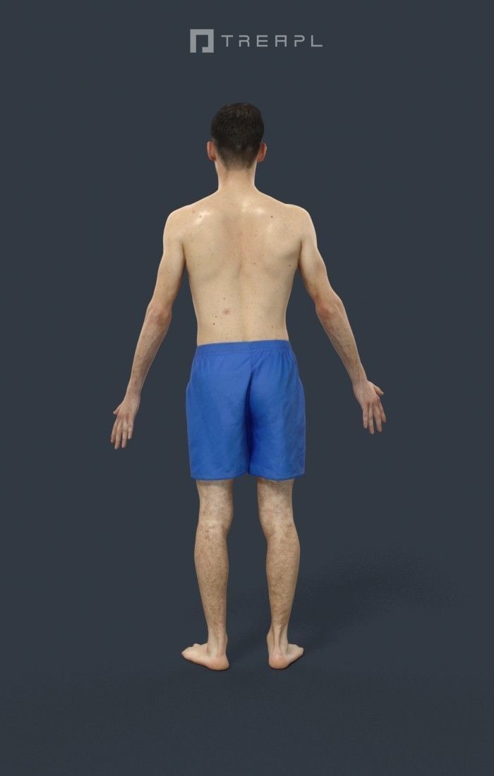 Animated Beach Man Swimwear - A-pose - Posture Low-poly 3D model_4