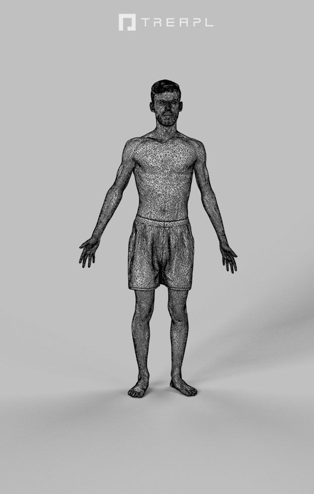 Animated Beach Man Swimwear - A-pose - Posture Low-poly 3D model_7