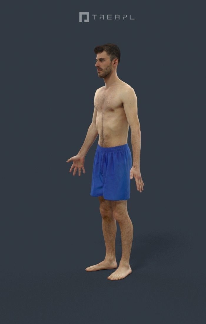 Animated Beach Man Swimwear - A-pose - Posture Low-poly 3D model_6