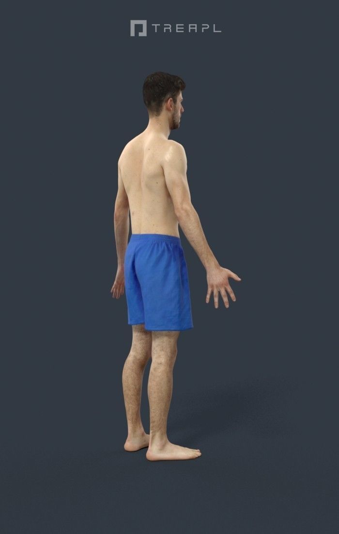 Animated Beach Man Swimwear - A-pose - Posture Low-poly 3D model_3